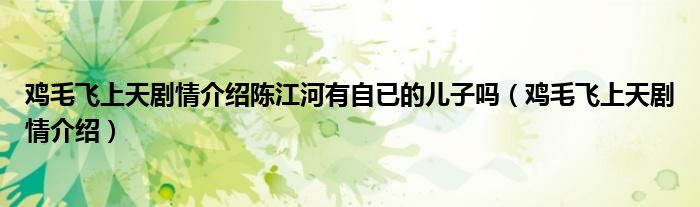 雞毛飛上天劇情介紹陳江河有自已的兒子嗎（雞毛飛上天劇情介紹）