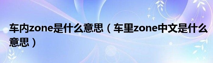 車內zone是什么意思（車里zone中文是什么意思）
