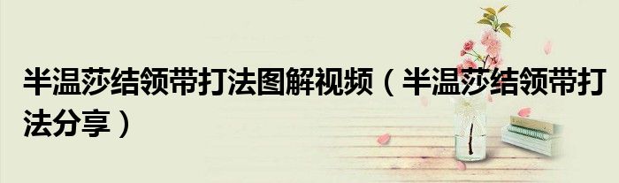 半溫莎結領帶打法圖解視頻（半溫莎結領帶打法分享）