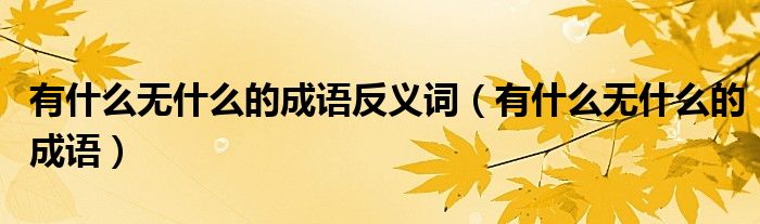 有什么無什么的成語(yǔ)反義詞（有什么無什么的成語(yǔ)）
