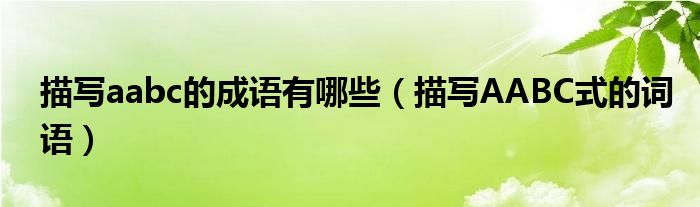 描寫(xiě)aabc的成語(yǔ)有哪些（描寫(xiě)AABC式的詞語(yǔ)）