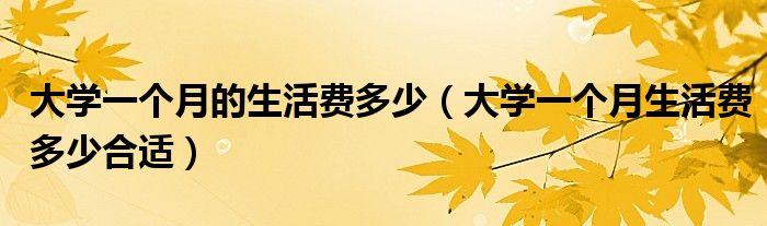 大學一個月的生活費多少（大學一個月生活費多少合適）