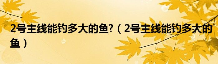 2號(hào)主線能釣多大的魚?（2號(hào)主線能釣多大的魚）