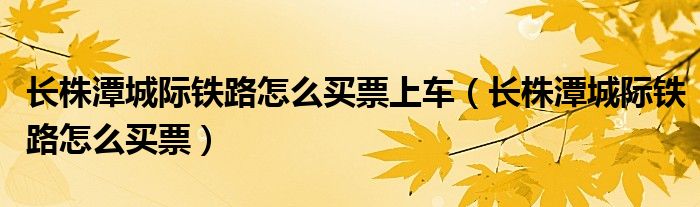 長株潭城際鐵路怎么買票上車（長株潭城際鐵路怎么買票）