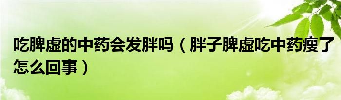 吃脾虛的中藥會發(fā)胖嗎（胖子脾虛吃中藥瘦了怎么回事）