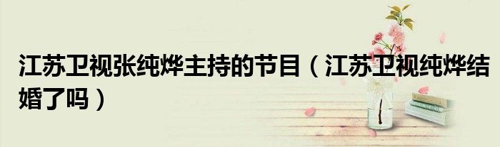 江蘇衛(wèi)視張純燁主持的節(jié)目（江蘇衛(wèi)視純燁結(jié)婚了嗎）