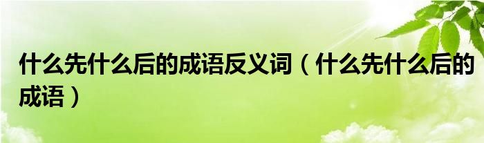 什么先什么后的成語反義詞（什么先什么后的成語）