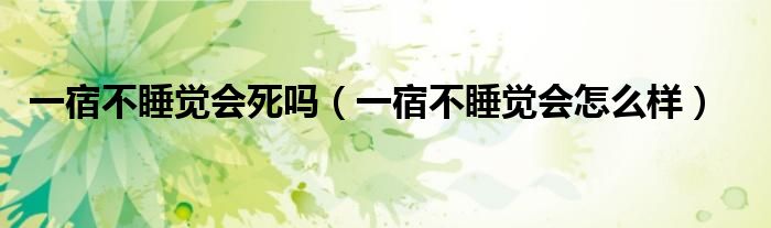 一宿不睡覺會死嗎（一宿不睡覺會怎么樣）