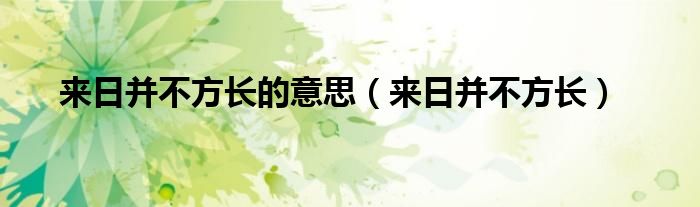 來(lái)日并不方長(zhǎng)的意思（來(lái)日并不方長(zhǎng)）