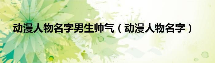 動(dòng)漫人物名字男生帥氣（動(dòng)漫人物名字）