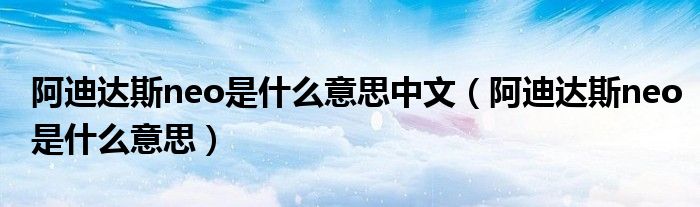阿迪達(dá)斯neo是什么意思中文（阿迪達(dá)斯neo是什么意思）