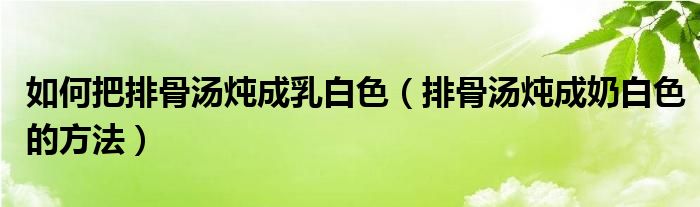 如何把排骨湯燉成乳白色（排骨湯燉成奶白色的方法）