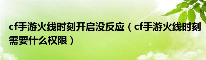 cf手游火線時(shí)刻開啟沒反應(yīng)（cf手游火線時(shí)刻需要什么權(quán)限）