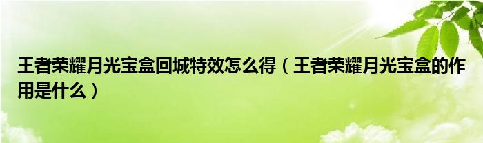 王者榮耀月光寶盒回城特效怎么得（王者榮耀月光寶盒的作用是什么）