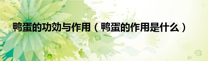 鴨蛋的功効與作用（鴨蛋的作用是什么）