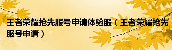 王者榮耀搶先服號(hào)申請(qǐng)?bào)w驗(yàn)服（王者榮耀搶先服號(hào)申請(qǐng)）