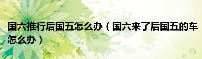 國六推行后國五怎么辦（國六來了后國五的車怎么辦）