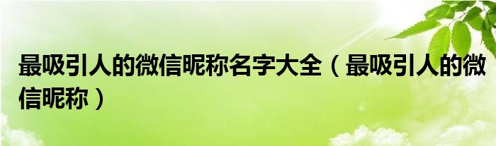 最吸引人的微信昵稱名字大全（最吸引人的微信昵稱）