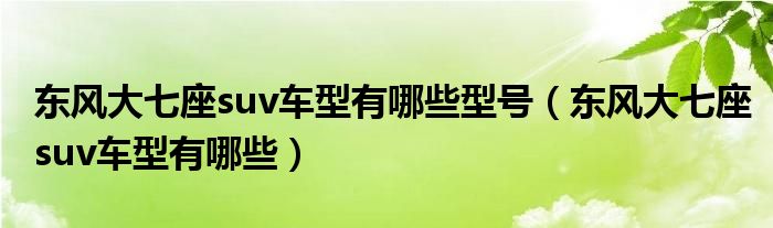 東風大七座suv車型有哪些型號（東風大七座suv車型有哪些）
