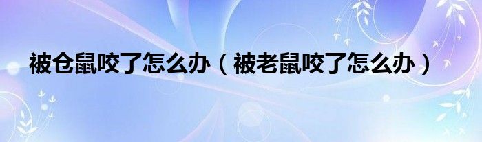 被倉鼠咬了怎么辦（被老鼠咬了怎么辦）