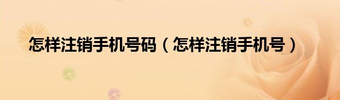 怎樣注銷手機(jī)號(hào)碼（怎樣注銷手機(jī)號(hào)）