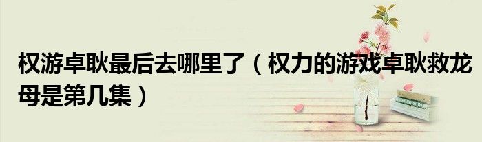 權游卓耿最后去哪里了（權力的游戲卓耿救龍母是第幾集）