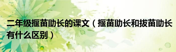 二年級揠苗助長的課文（揠苗助長和拔苗助長有什么區(qū)別）