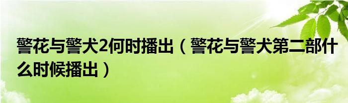 警花與警犬2何時播出（警花與警犬第二部什么時候播出）