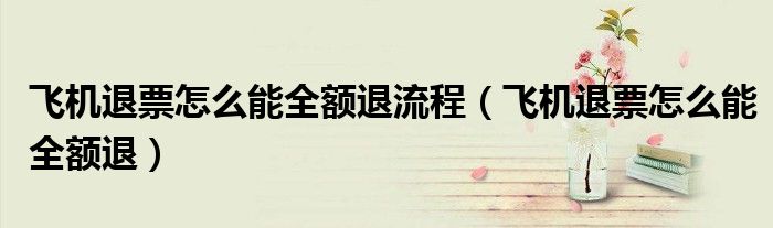 飛機退票怎么能全額退流程（飛機退票怎么能全額退）
