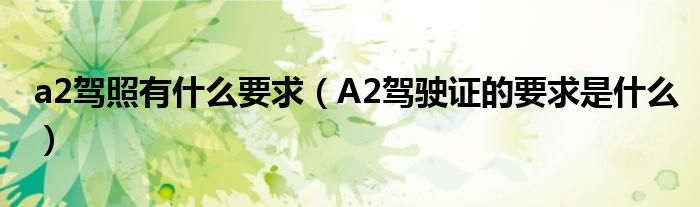 a2駕照有什么要求（A2駕駛證的要求是什么）