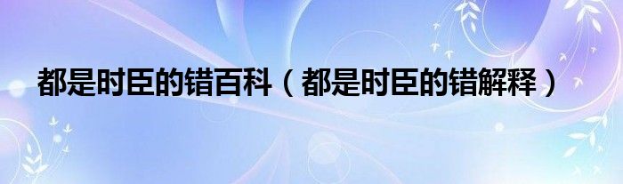 都是時臣的錯百科（都是時臣的錯解釋）
