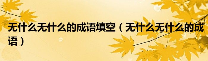 無什么無什么的成語填空（無什么無什么的成語）