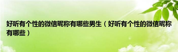 好聽有個性的微信昵稱有哪些男生（好聽有個性的微信昵稱有哪些）