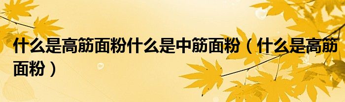 什么是高筋面粉什么是中筋面粉（什么是高筋面粉）