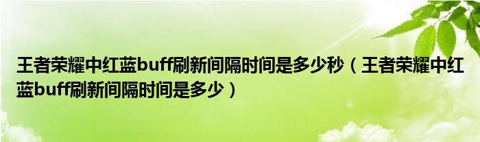 王者榮耀中紅藍(lán)buff刷新間隔時(shí)間是多少秒（王者榮耀中紅藍(lán)buff刷新間隔時(shí)間是多少）