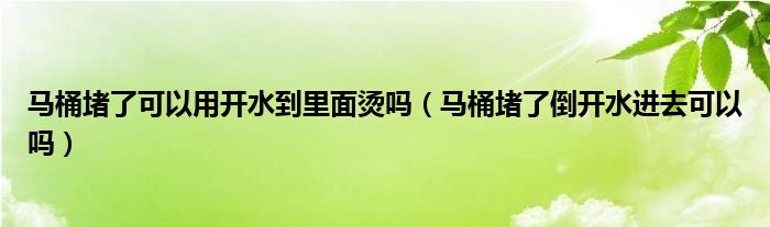 馬桶堵了可以用開水到里面燙嗎（馬桶堵了倒開水進(jìn)去可以嗎）