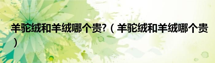 羊駝絨和羊絨哪個貴?（羊駝絨和羊絨哪個貴）