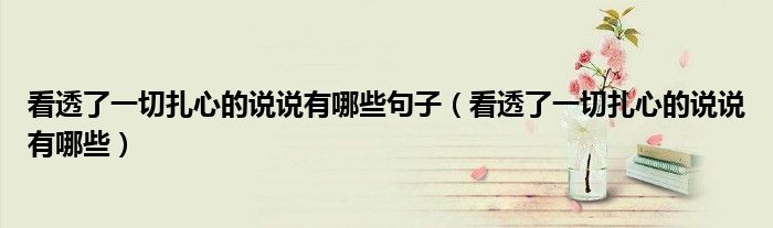 看透了一切扎心的說說有哪些句子（看透了一切扎心的說說有哪些）
