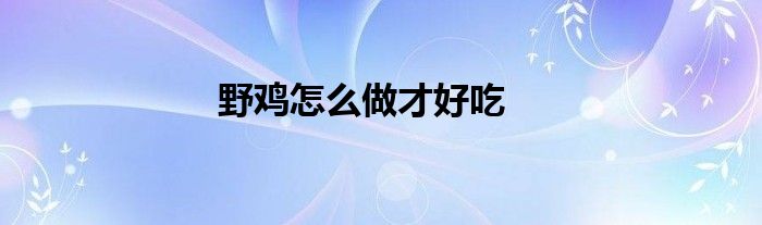 野雞怎么做才好吃