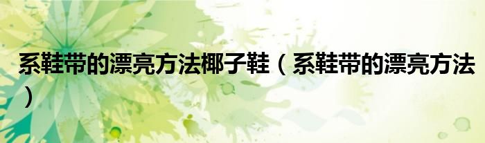 系鞋帶的漂亮方法椰子鞋（系鞋帶的漂亮方法）