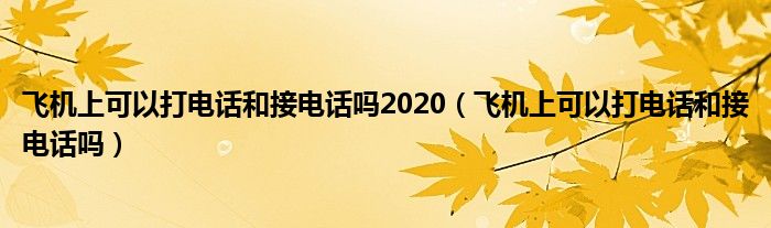 飛機(jī)上可以打電話和接電話嗎2020（飛機(jī)上可以打電話和接電話嗎）