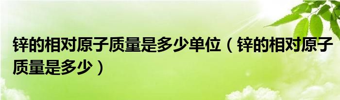鋅的相對原子質(zhì)量是多少單位（鋅的相對原子質(zhì)量是多少）