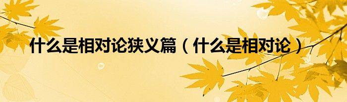 什么是相對論狹義篇（什么是相對論）