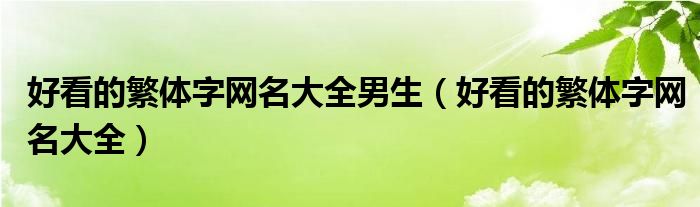 好看的繁體字網(wǎng)名大全男生（好看的繁體字網(wǎng)名大全）