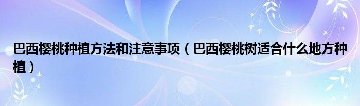 巴西櫻桃種植方法和注意事項(xiàng)（巴西櫻桃樹適合什么地方種植）