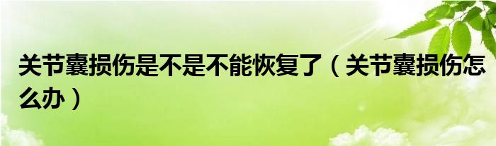 關(guān)節(jié)囊損傷是不是不能恢復(fù)了（關(guān)節(jié)囊損傷怎么辦）
