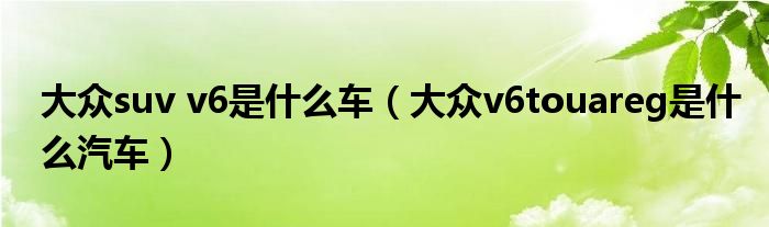 大眾suv v6是什么車（大眾v6touareg是什么汽車）