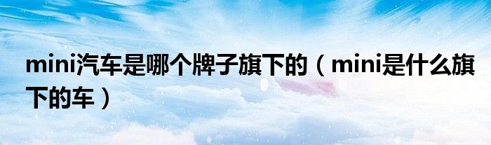 mini汽車是哪個(gè)牌子旗下的（mini是什么旗下的車）
