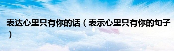 表達心里只有你的話（表示心里只有你的句子）