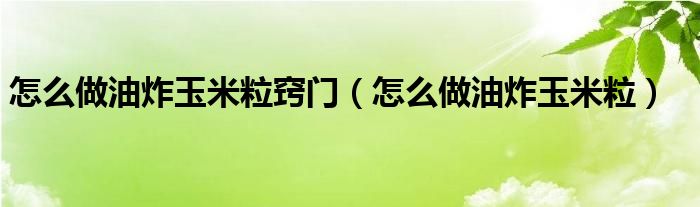 怎么做油炸玉米粒竅門(mén)（怎么做油炸玉米粒）